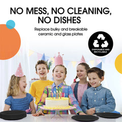 9 In. Black Plastic Plates | 100 Count