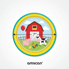 Barnyard Friends 7" Round Paper Plates