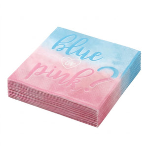 "Blue or Pink?" Gender Reveal Lunch Napkins - 6.5 In. x 6.5 In., 16-Pack