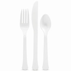 Frosty White Plastic Cutlery Assortment - 7.5 in.
