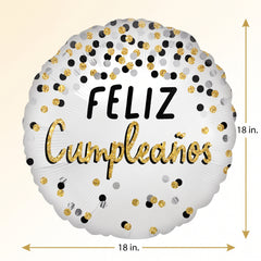Elegant Metallic Birthday Balloon in Black, Silver, and Gold