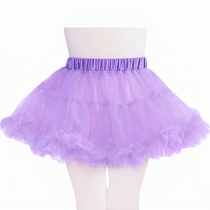 Girls Lavender Tutu Skirt - Layered Tulle Ballet Petticoat with Satin Elastic Waist for Dance, Dress Up, Princess Costume - M/L
