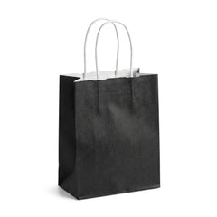 Black Kraft Paper Gift Bag with Handles - 5 Inches