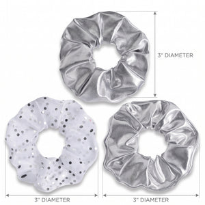 Silver Hair Scrunchies - 3 Pack