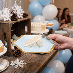 Metallic Ice Blue Hexagon Plates - 7"