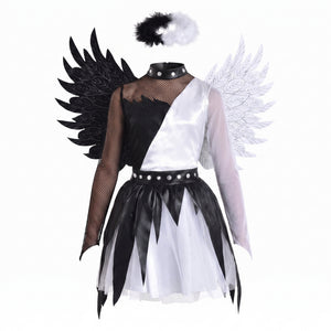 Twisted Angel Girl's Halloween Costume with Wings & Halo