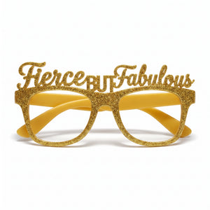 Golden "Fierce but Fabulous" Glitter Glasses for Birthdays