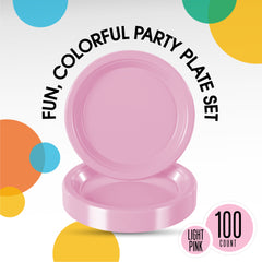 9 In. Pink Plastic Plates | 100 Count