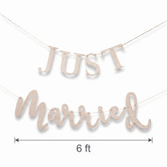 Ginger Ray "Just Married" Wooden Pennant Banner for Weddings
