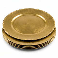 Gold Premium Plastic Charger Plates, 13-Inch, Set of 4