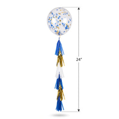 Blue and Gold Tassel Fringe Balloon Tail Accessory, 6 ft