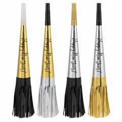 Metallic Fringe New Year's Eve Horns - 8 Pack