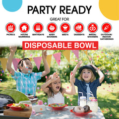 12 Oz. Red Plastic Bowls | 100 Count