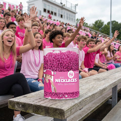 Bright Pink Bead Necklaces, 50 Pack - 30 Inch, Perfect for Team Spirit Events