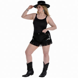 Women's Plus Size Western Fringe Shorts - Halloween Costume Accessory