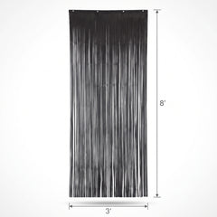 Elegant Black Metallic Door Curtain – 3' x 8'