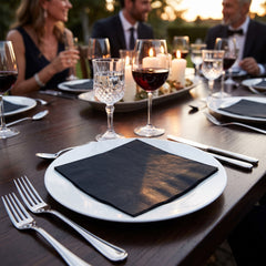 Elegant Jet Black Lunch Napkins - 6.5 in. x 6.5 in.