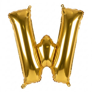 Gold Foil Letter "W" Air-Filled Balloon