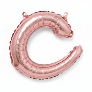 Rose Gold Foil Script Letter 'C' Balloon - 8-Inch Air-Filled Decoration