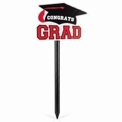"Congrats Grad" Red Graduation Yard Stake Sign