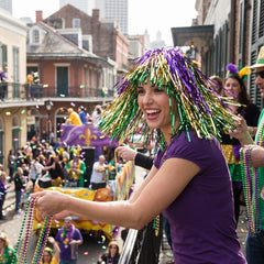 Vibrant Mardi Gras Tinsel Wig