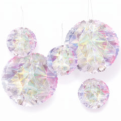 Iridescent Luminous Mini Honeycomb Hanging Decorations, 5-Inch, 5-Pack
