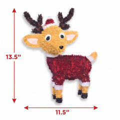 3D Tinsel Reindeer with Santa Hat Christmas Decoration