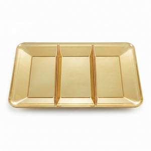 Elegant Gold Compartment Serving Tray - 14" Rectangular