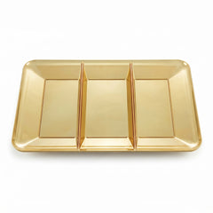 Elegant Gold Compartment Serving Tray - 14" Rectangular