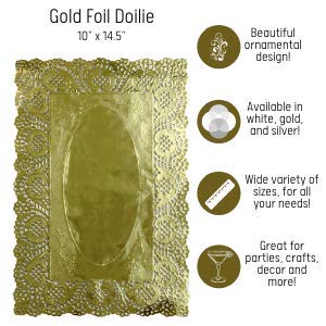 10 In. X 14.5 In. Gold Foil Doilies | 4 Count