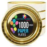 9 In. Reflective Gold Paper Plates | Case of 1000