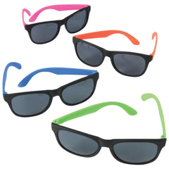 Neon Rubber Toy Sunglasses - 12 Count