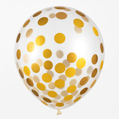 Metallic Gold Confetti Latex Balloons, 12-Inch, 6-Pack