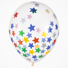 Starry Confetti Latex Balloons - 12" Multicolor, Pack of 6