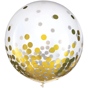 Gold Confetti Latex Balloons - 24" | 2 Count