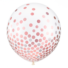 Metallic Pink Confetti Latex Balloons, 24-Inch, 2-Pack