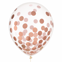 Rose Gold Confetti Latex Balloons, 12-Inch, 6-Pack