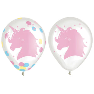 Enchanted Unicorn Confetti Latex Balloons, 12-Inch, 6-Pack