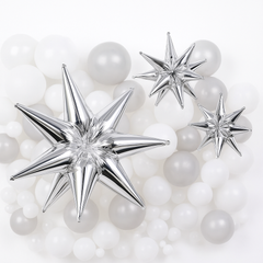 Silver Metallic Starburst Foil Balloons