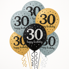 Sparkling Celebration 30th Birthday Latex Balloons, 15-Pack