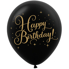 Gold Birthday Printed Latex Balloons