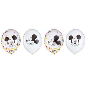Mickey Mouse Confetti Latex Balloons - 12" 6-Pack