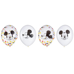 Mickey Mouse Confetti Latex Balloons - 12" 6-Pack