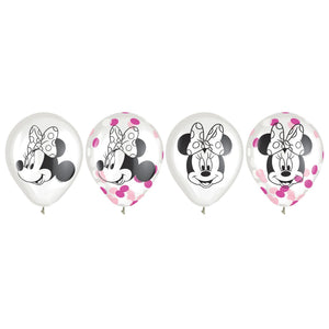Minnie Mouse Confetti Latex Balloons - 12in, 6 Pack