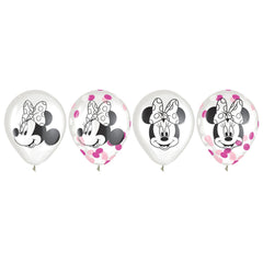 Minnie Mouse Confetti Latex Balloons - 12in, 6 Pack