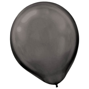 Pearl Black Latex Balloons - 12 In. | 15 Count