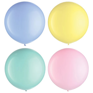 Pastel Assorted 24" Latex Balloons, 4-Pack
