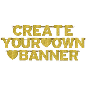 Customizable Gold Glitter Letter Banner Kit for Weddings & Celebrations