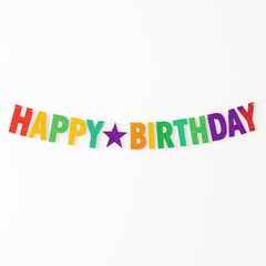 Prismatic Rainbow "Happy Birthday" Letter Banner