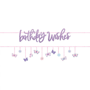 Butterfly Flutter "Birthday Wishes" Double Banner Decoration